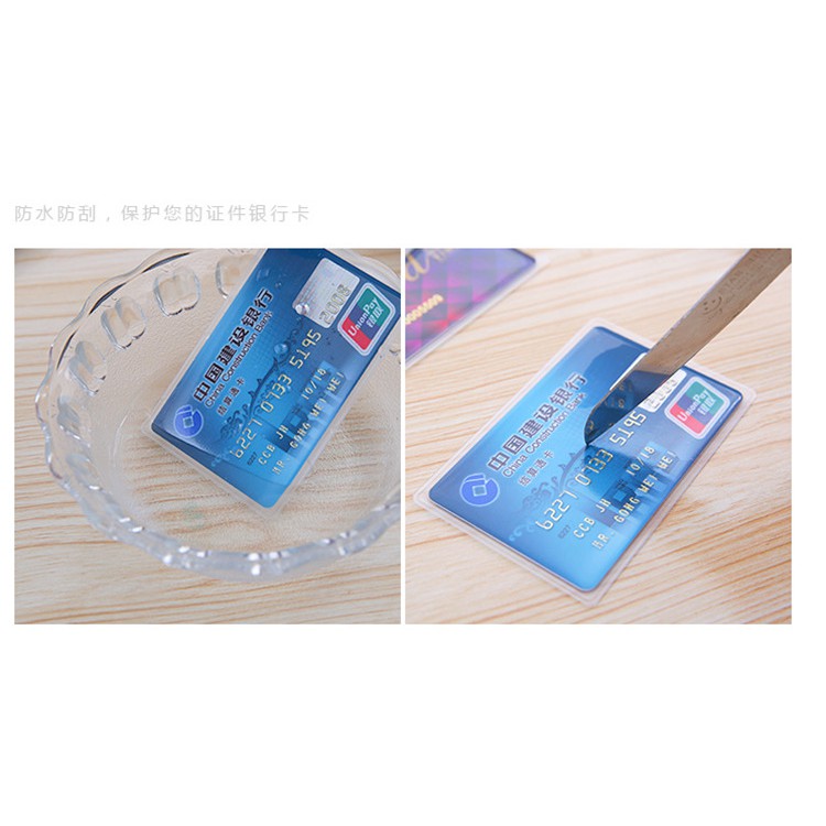 Vỏ bọc chứng minh thư CMT ATM thẻ Card ngân hàng chống thấm nước màu trong suốt Shopalibaby E416