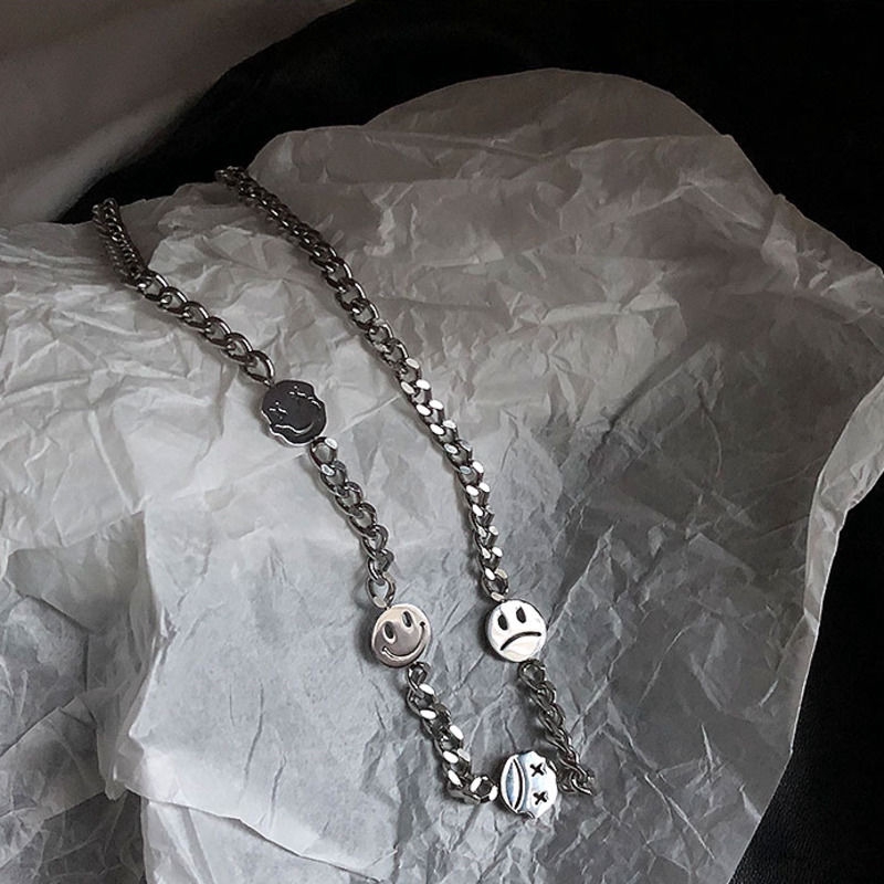 Dây Chuyền Thép Titan Mặt Cười Phong Cách Hip Hop Thời Trang Đường Phố 22158