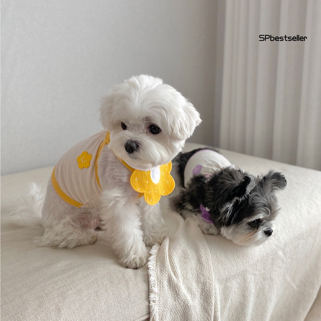 Yếm ăn dệt kim hình chú ong/ bông hoa dễ thương cho thú cưng