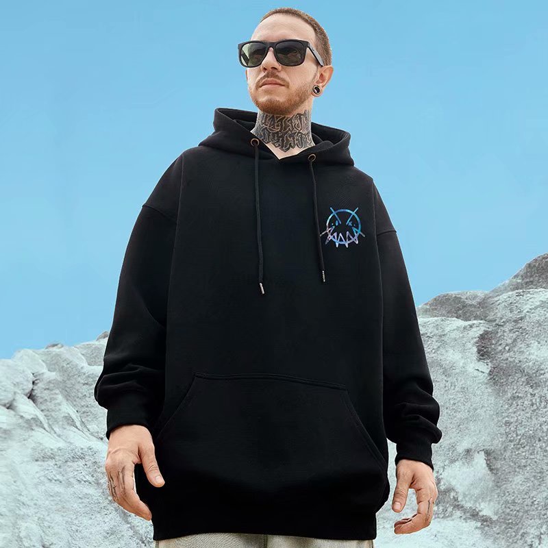 Áo hoodie tay dài dáng rộng in chữ phong cách đường phố Nhật Bản cá tính cho nam cỡ lớn M-8XL