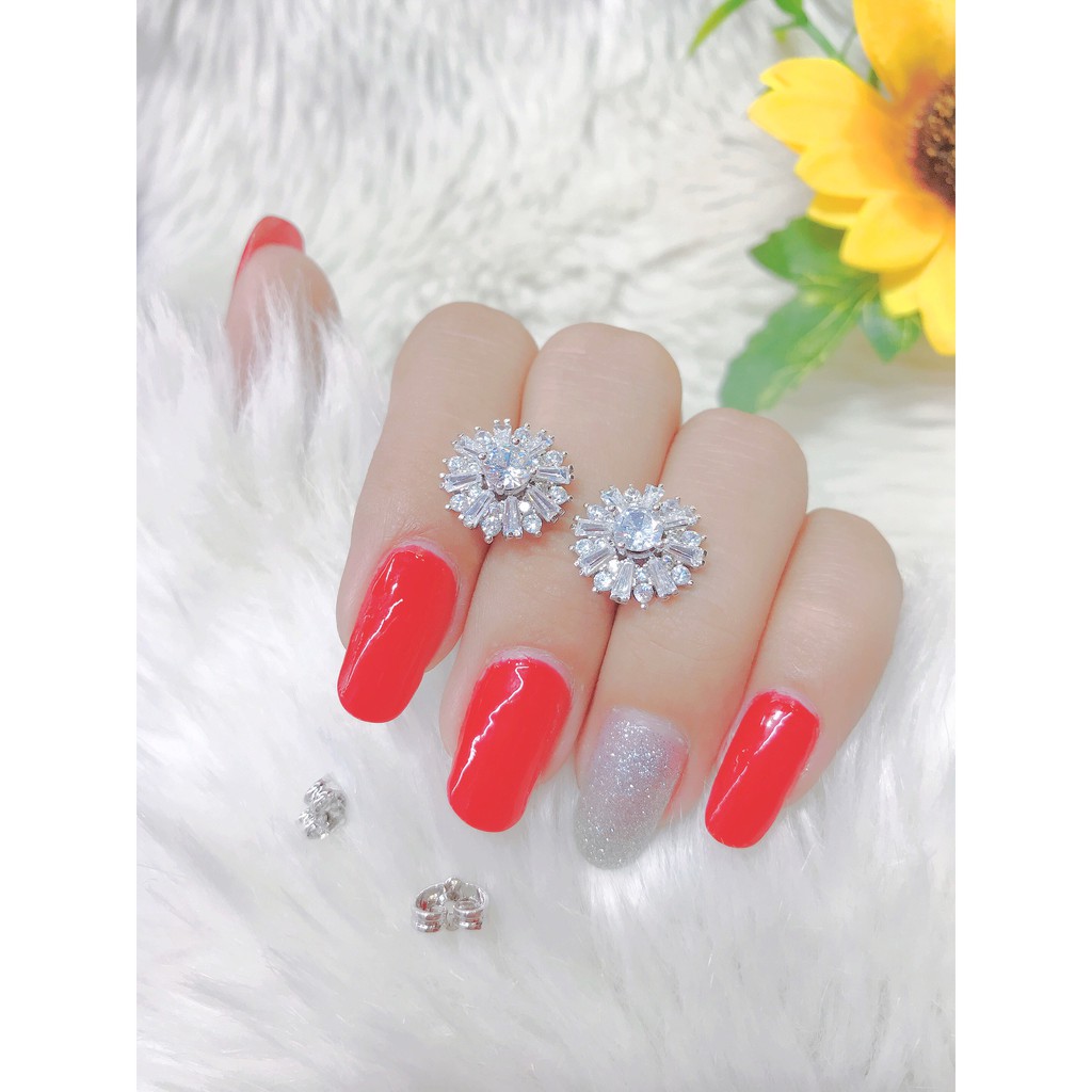 Bông tai nữ đính đá trắng UHA , chuôi cài chắc chắn, kiểu dáng hiện đại, thu hút, sang trọng