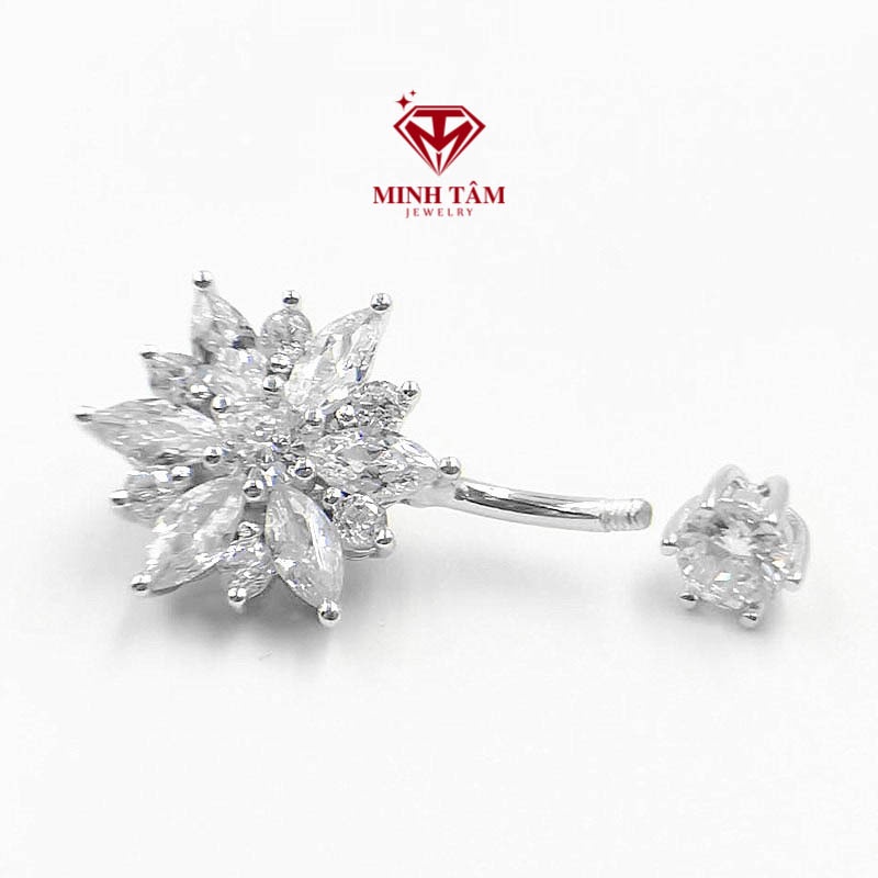 Khuyên rốn bạc hình hoa tuyết nạm đá bạc 925 nhập khẩu cao cấp-Minh Tâm Jewelry