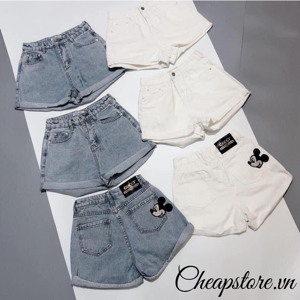 [Có video cận cảnh] Quần sooc nữ, quần sooc jean Mickey cute, siêu xinh B004 | BigBuy360 - bigbuy360.vn