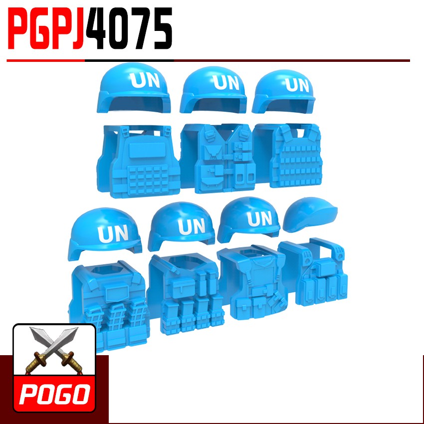 COMBO 7 Bộ Giáp Kèm Mũ Cho Lính Liên Hợp Quốc UN NO.598 - Phụ Kiện MOC Army