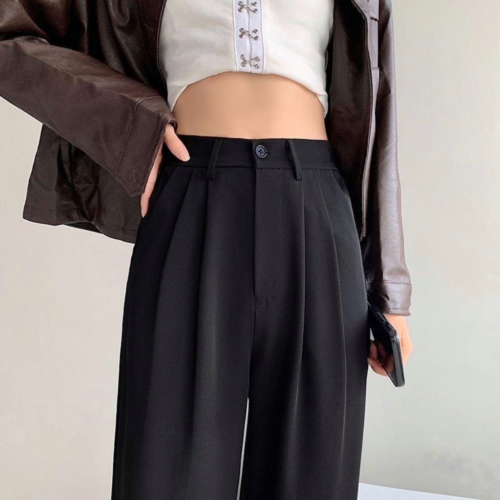 Quần Nâu Tây Choco Ống Rộng Culottes - Quần Ống Suông Cạp Cao