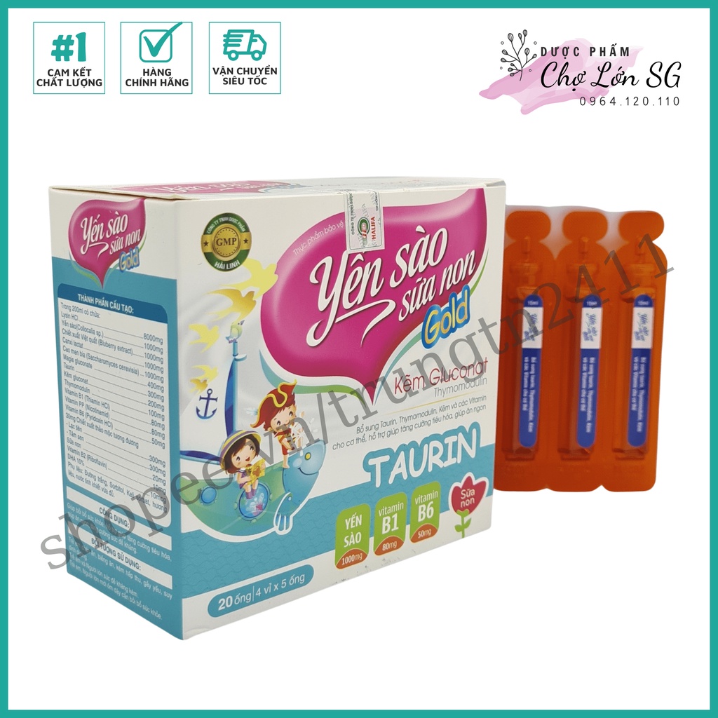 Siro ăn ngon Yến sào sữa non gold bổ sung lysine, vitamin và khoáng chất - Hộp 20 ống