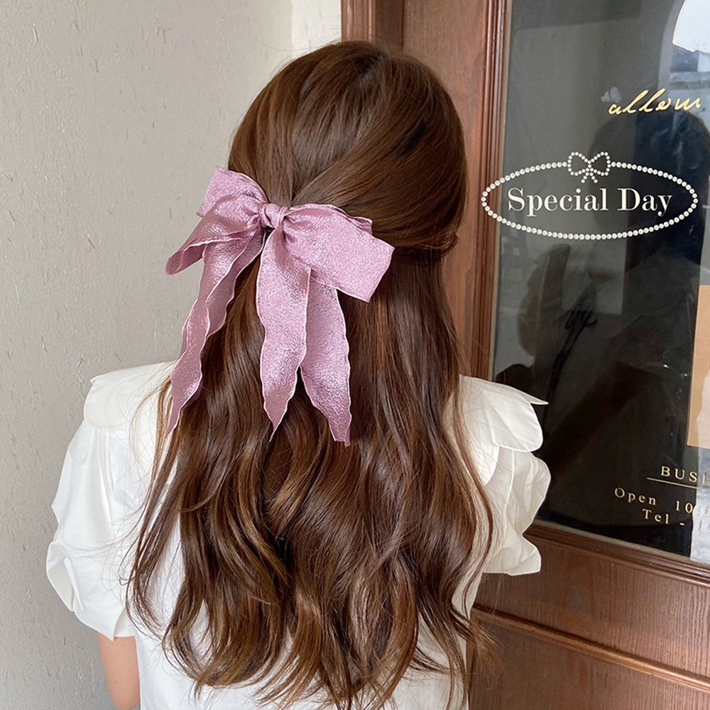 Kẹp tóc hình nơ phối ren thanh lịch dễ thương phong cách Hàn Quốc cho nữ