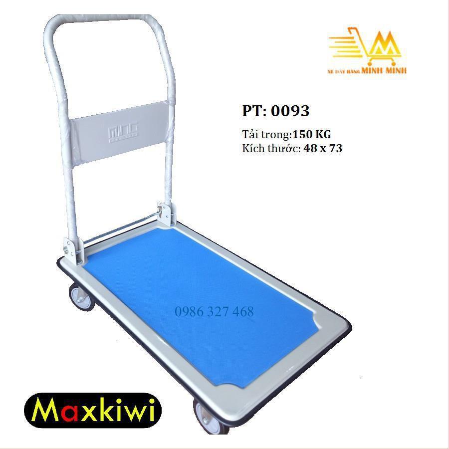 [FreeShip - Clip thật] Xe Đẩy Hàng 150kg 4 Bánh, bánh xe đẩy hàng Maxkiwi- Sàn Thép, Tay Đẩy Gập Gọn