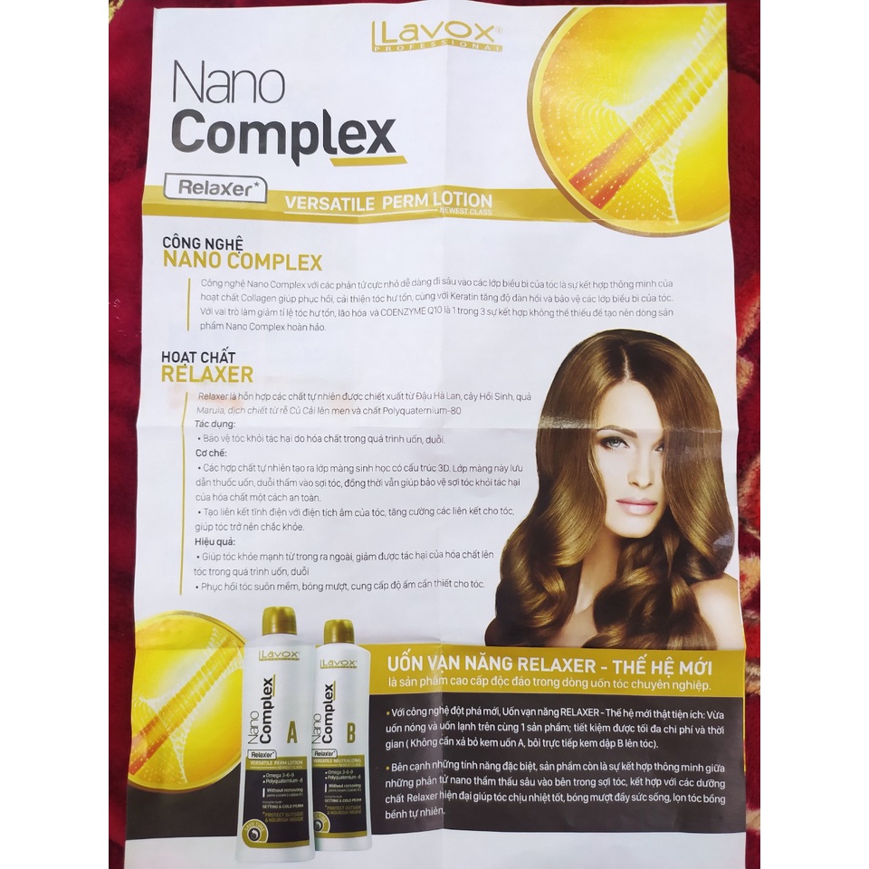 Thuốc uốn tóc tại nhà LAVOX NANO COMPLEX, Thuốc uốn lạnh siêu dưỡng LAVOX NANO COMPLEX 100ml x2 - Galistore