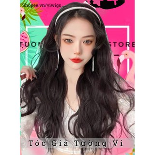 Tóc giả cài băng đô xù sóng tơ cao cấp hot trend 2021