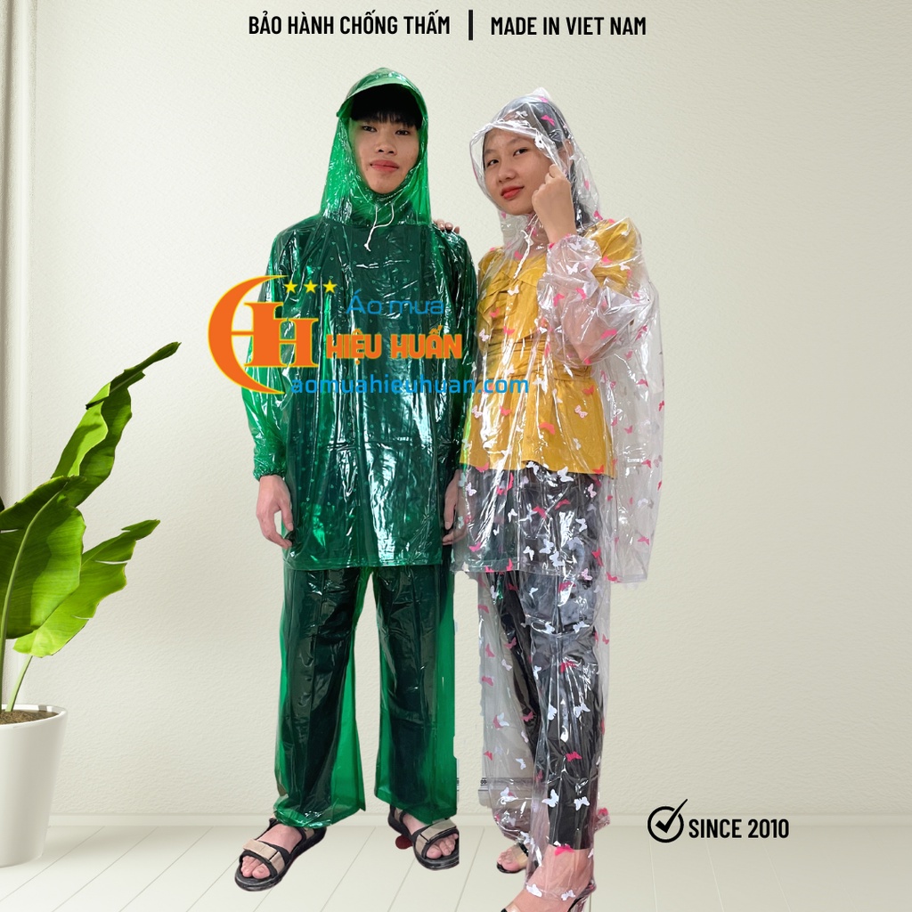 Áo Mưa Bộ 1 Người, Áo Mưa Trong Suốt PVC dẻo Aomuahieuhuan