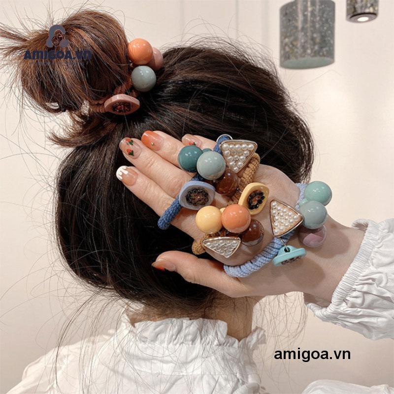 ✨✨Dây Buộc Tóc / Cột Tóc Hình Bông Hoa Đính Hạt
