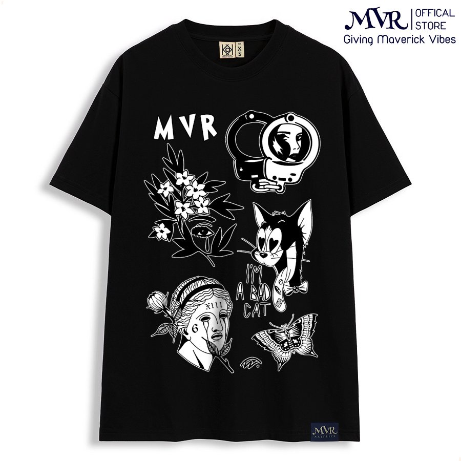Áo phông thun Cotton phom rộng họa tiết hoạt hình dễ thương MVR size rộng tee Mỹ BB4094