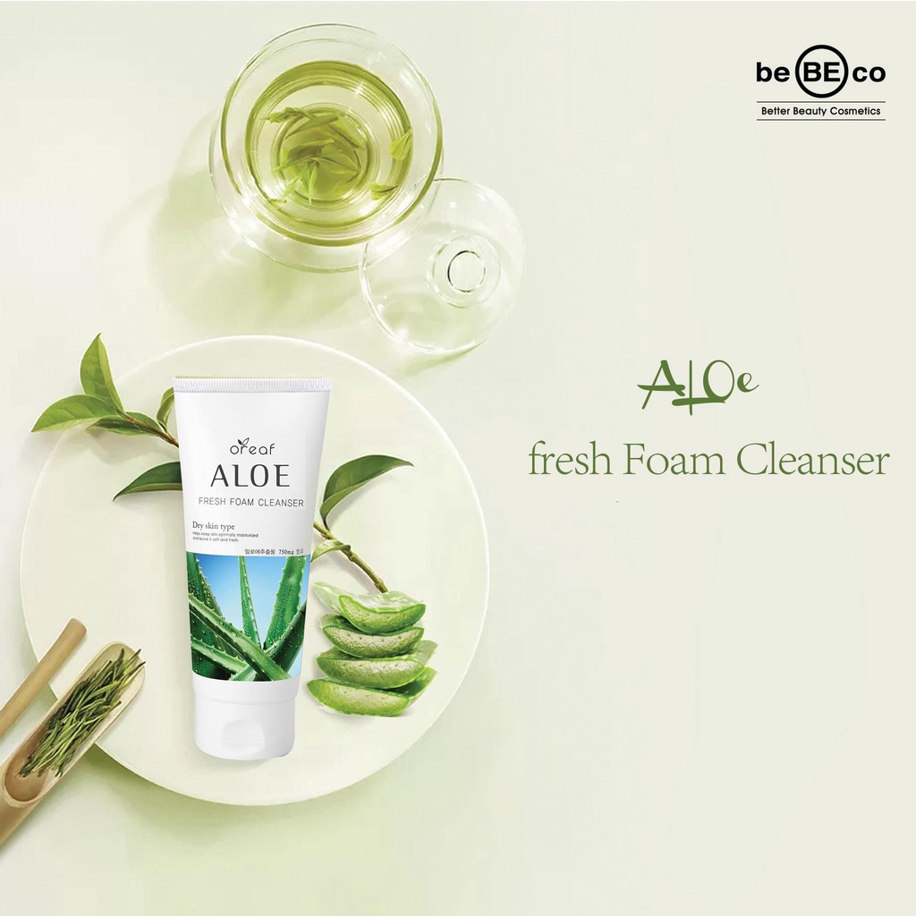 Sữa rửa mặt chiết xuất lô hội BEBECO OREAF ALOE FRESH FOAM CLEANSER 150ml cho da khô, nhạy cảm