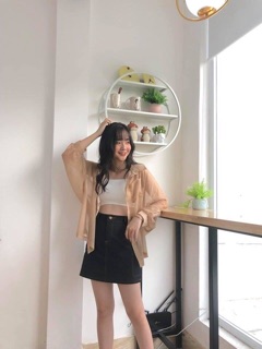 Áo sơ mi voan mỏng khoác ngoài