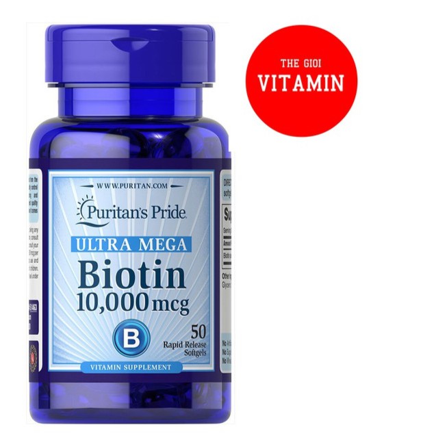 Giảm tóc gãy rụng, giúp mọc tóc, kiềm dầu cho da nhờn Ultra Mega Biotin 10.000mcg 50 viên Puritan's Pride | BigBuy360 - bigbuy360.vn