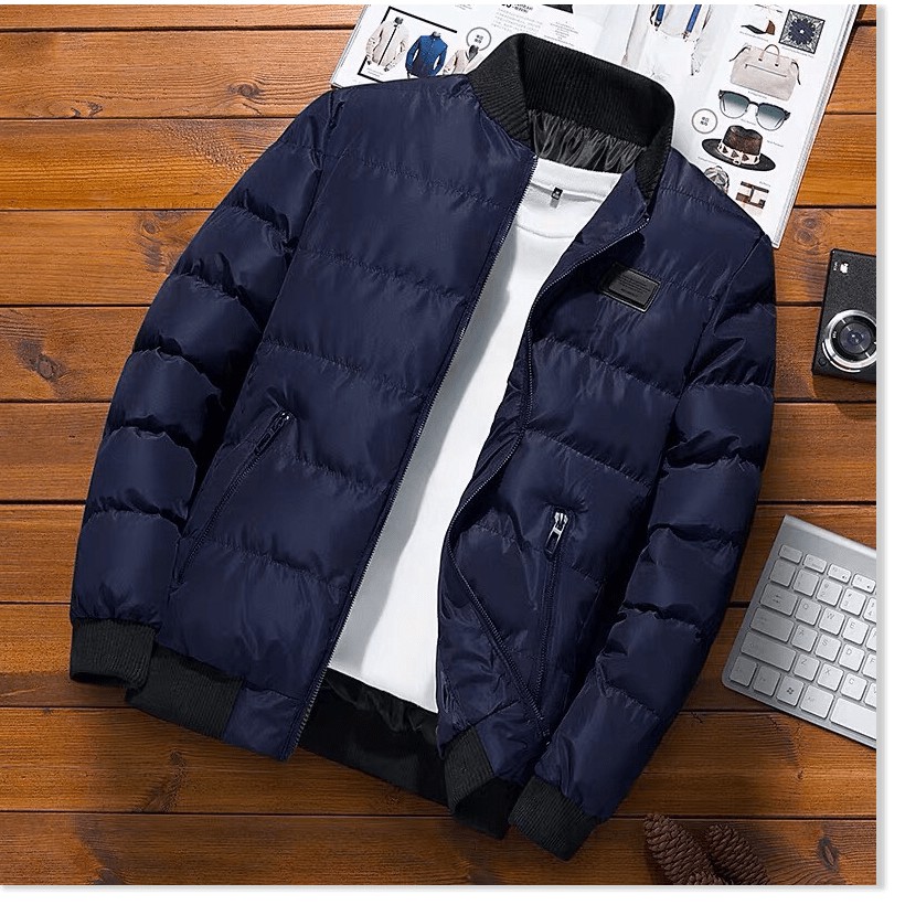 ÁO KHOÁC PHAO NAM CỔ TRON TRẦN LÔNG VŨ BA LỚP TRANG HANG HÀN