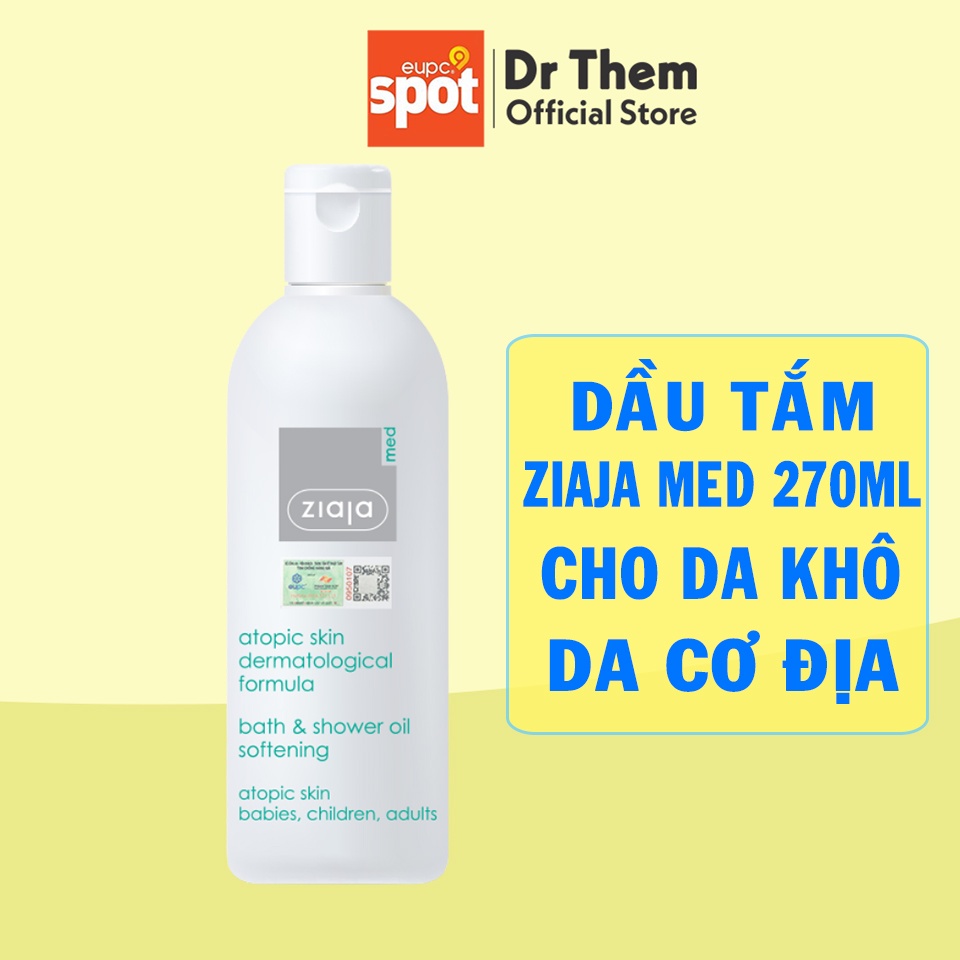 Dầu Tắm Mềm Mịn Da Ziaja Med Atopic Skin Dermatological Formula Bath &amp; Shower Oil Softening 270ml