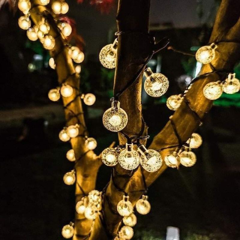 Dây Đèn Led Năng lượng Cherry Bọt Nước 8m50 bóng Dây Đèn Trang Trí Cây Thông Noel, Đèn Bi Tròn