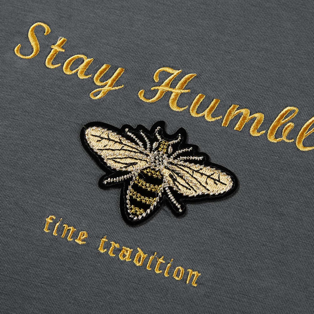 HLA - Áo Thun Nam Ngắn Tay Bee and Letter Embroidered Short Sleeve T-shirt