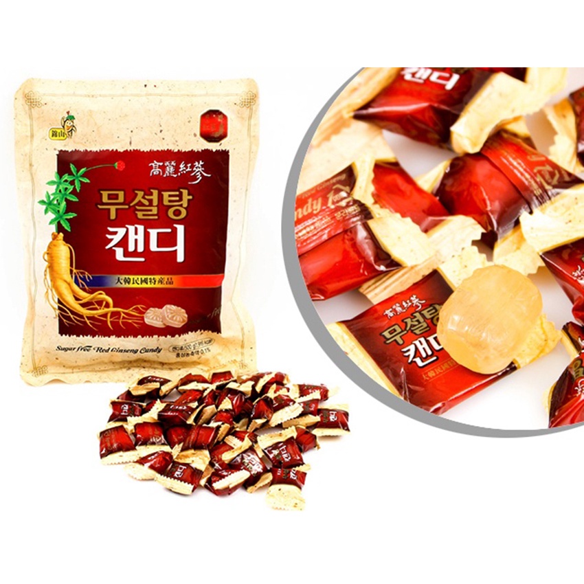 Kẹo Hồng Sâm Không Đường 365 Hàn Quốc túi 500g