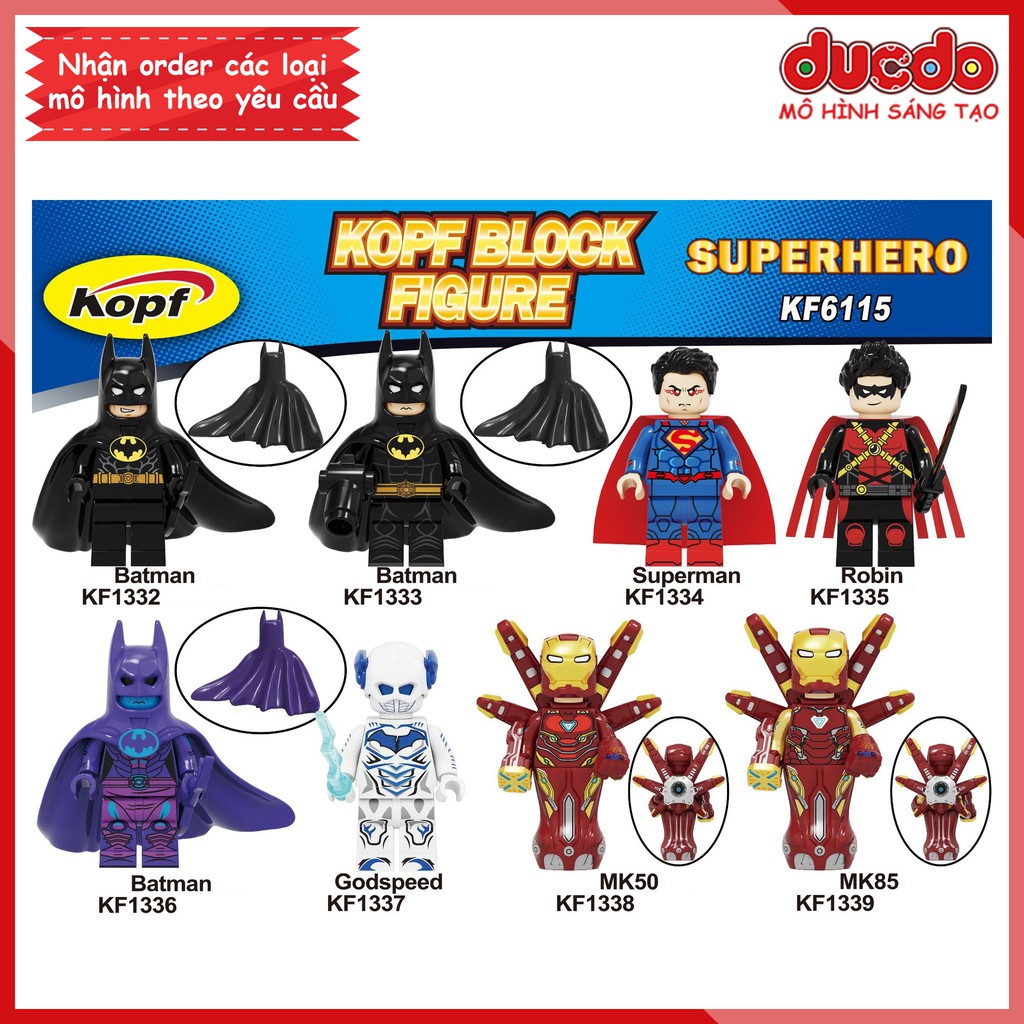 Minifigures các siêu anh hùng Batman, IronMan, Superman tuyệt đẹp - Đồ Chơi Lắp Ghép Xếp Hình Mini Mô hình Kopf KF6115