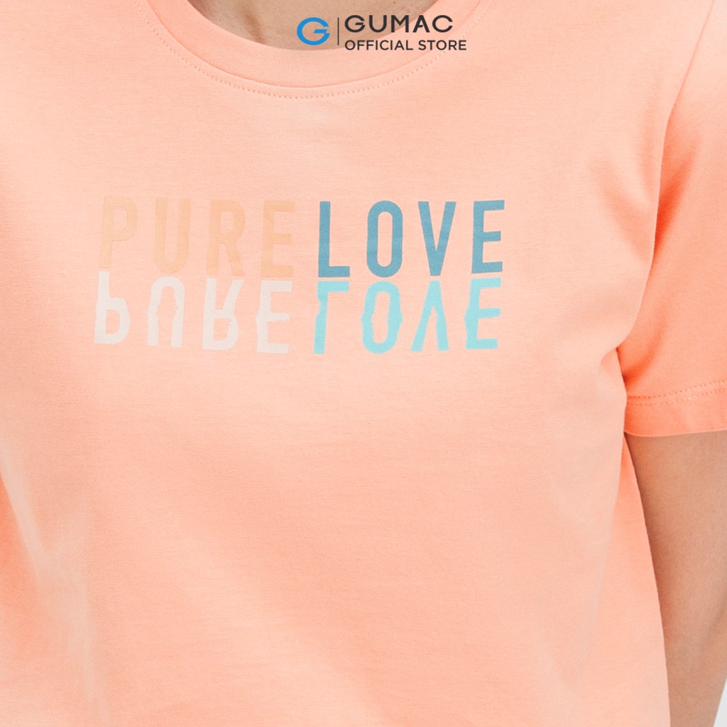 [Mã WABRGUM giảm 10% tối đa 30K đơn 99K] Áo thun nữ cổ tròn thời trang nữ GUMAC thiết kế in chữ ATC05014 | BigBuy360 - bigbuy360.vn