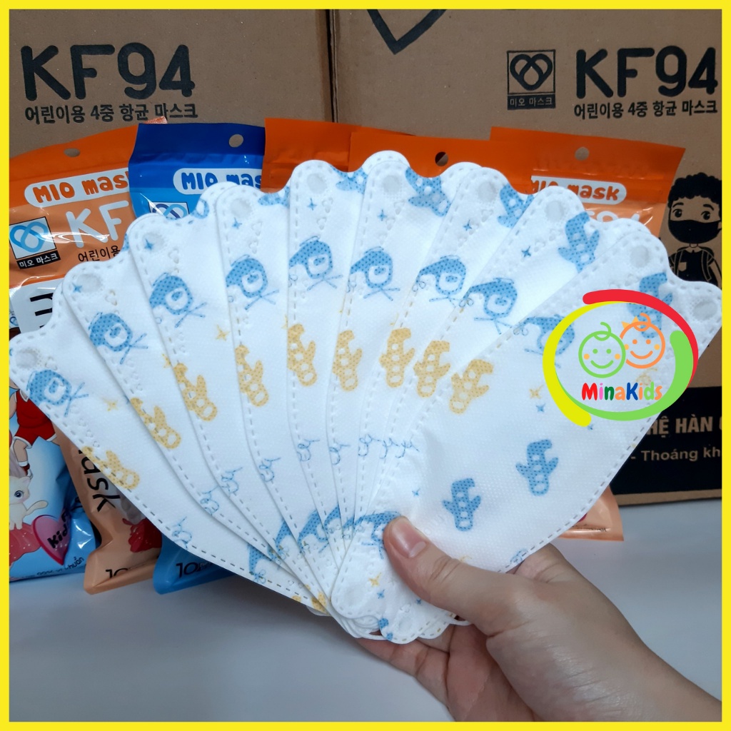 Sỉ 1 Thùng 300 Chiếc Khẩu Trang KF94 Mio Mask Trẻ Em Dành Cho Bé Từ 5 Đến 12 Tuổi KT14