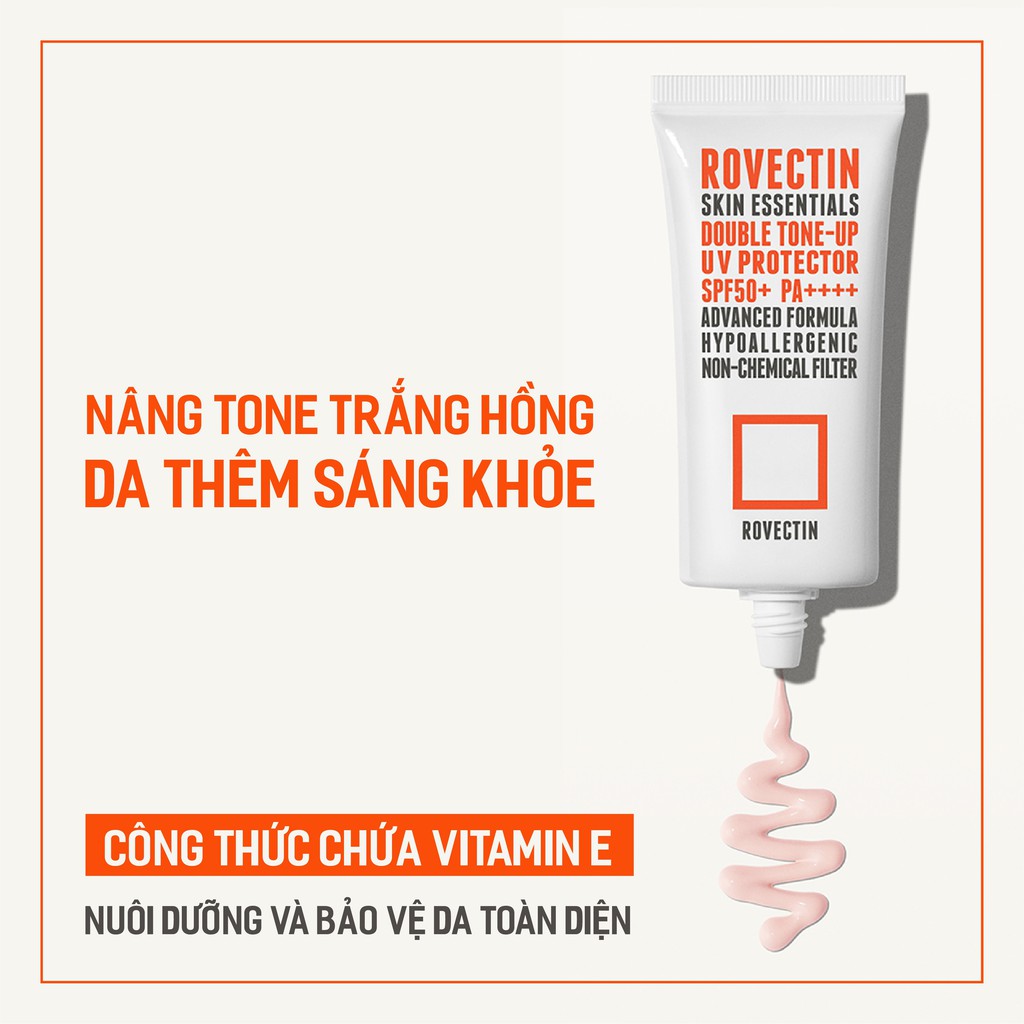 Kem chống nắng vật lý nâng tone ROVECTIN Skin Essentials Double Tone-up UV Protector SPF 50+ PA++++ 50ml