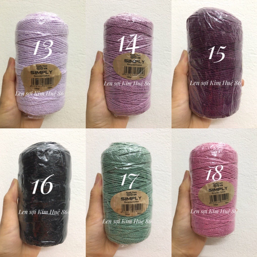 Sợi Simply cotton 150gr ( từ màu 13 đến màu 24)