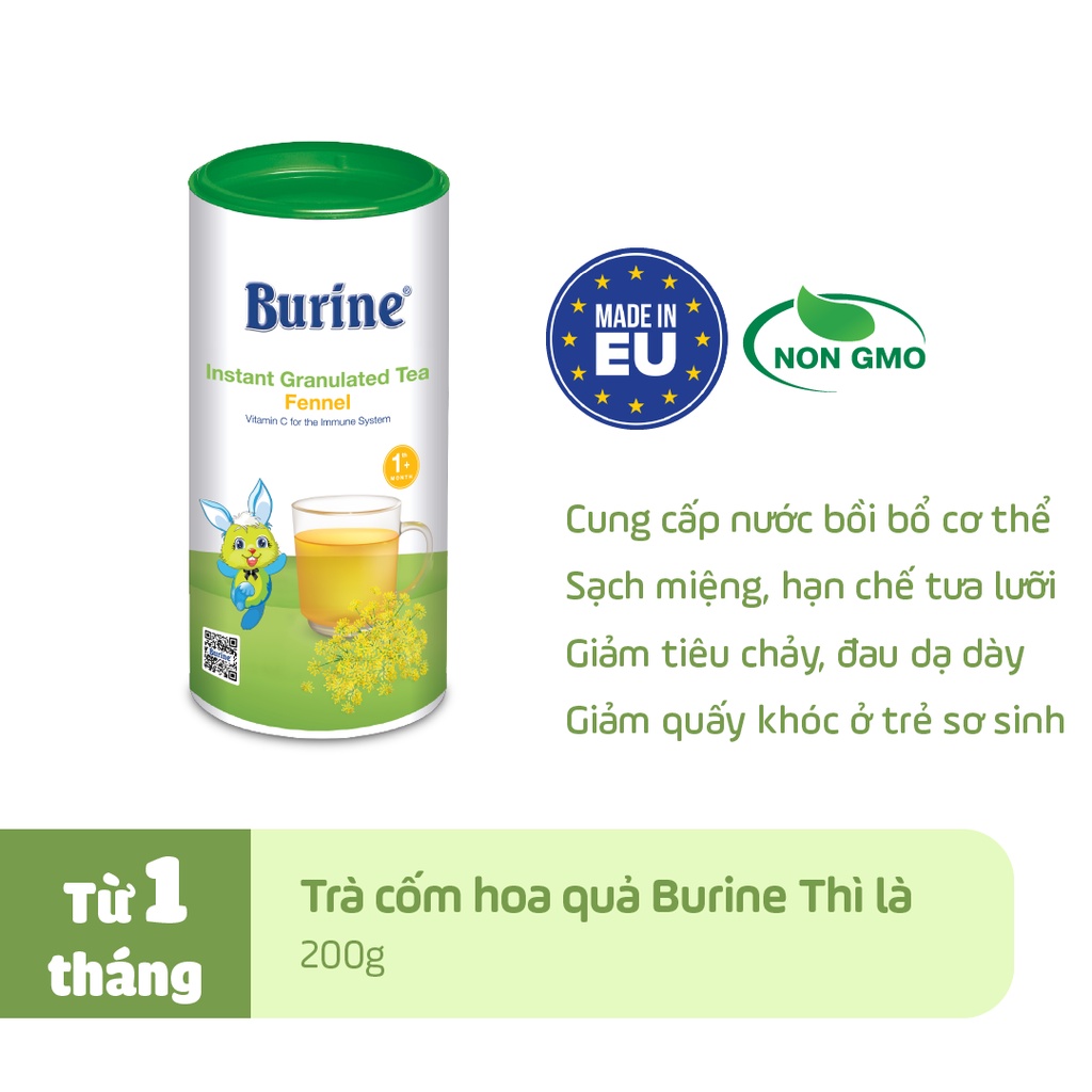 Trà Hoa Quả Hòa Tan BURINE Vị Thì Là Giúp Hạn Chế Tưa Lưỡi, Hỗ Trợ Tiêu Hoá - Dành Cho Bé Từ 1 Tháng Tuổi