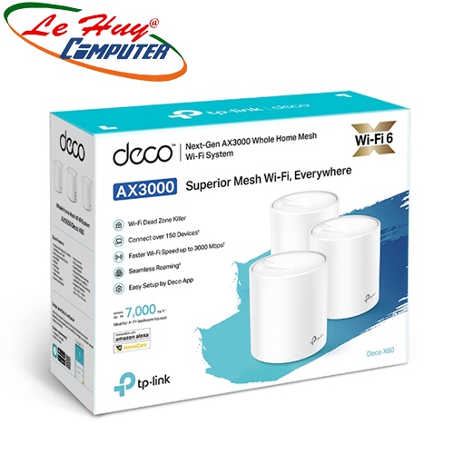 Bộ Phát Wifi Mesh TP-Link Deco X60 3-pack WIFI 6 AX3000Mbps