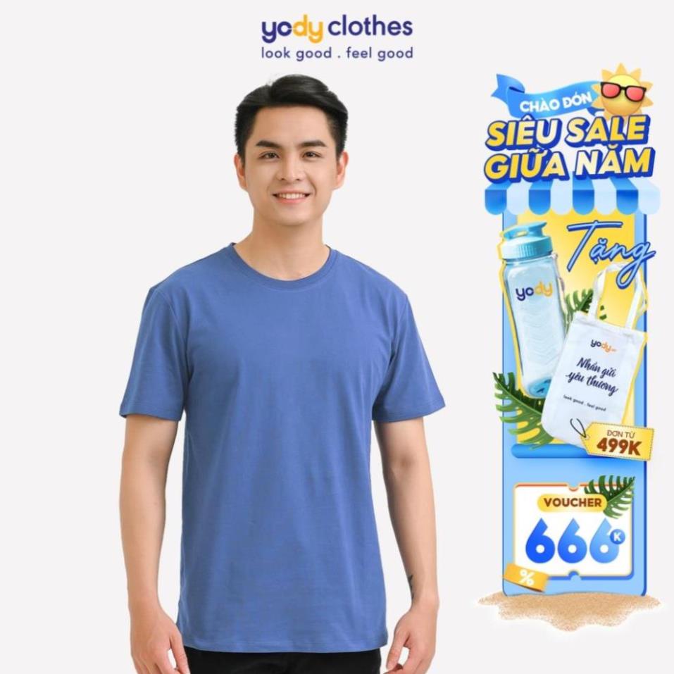 Áo thun nam YODY Premium trơn màu, cổ tròn vải cottton siêu mát có bigsize TSM5289 Đẹp New !
