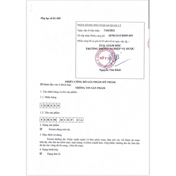 SERUM MỤN DIẾP CÁ - THIÊN NHIÊN 100% - CẢI THIỆN SAU 7 NGÀY - SERUM IGREEN