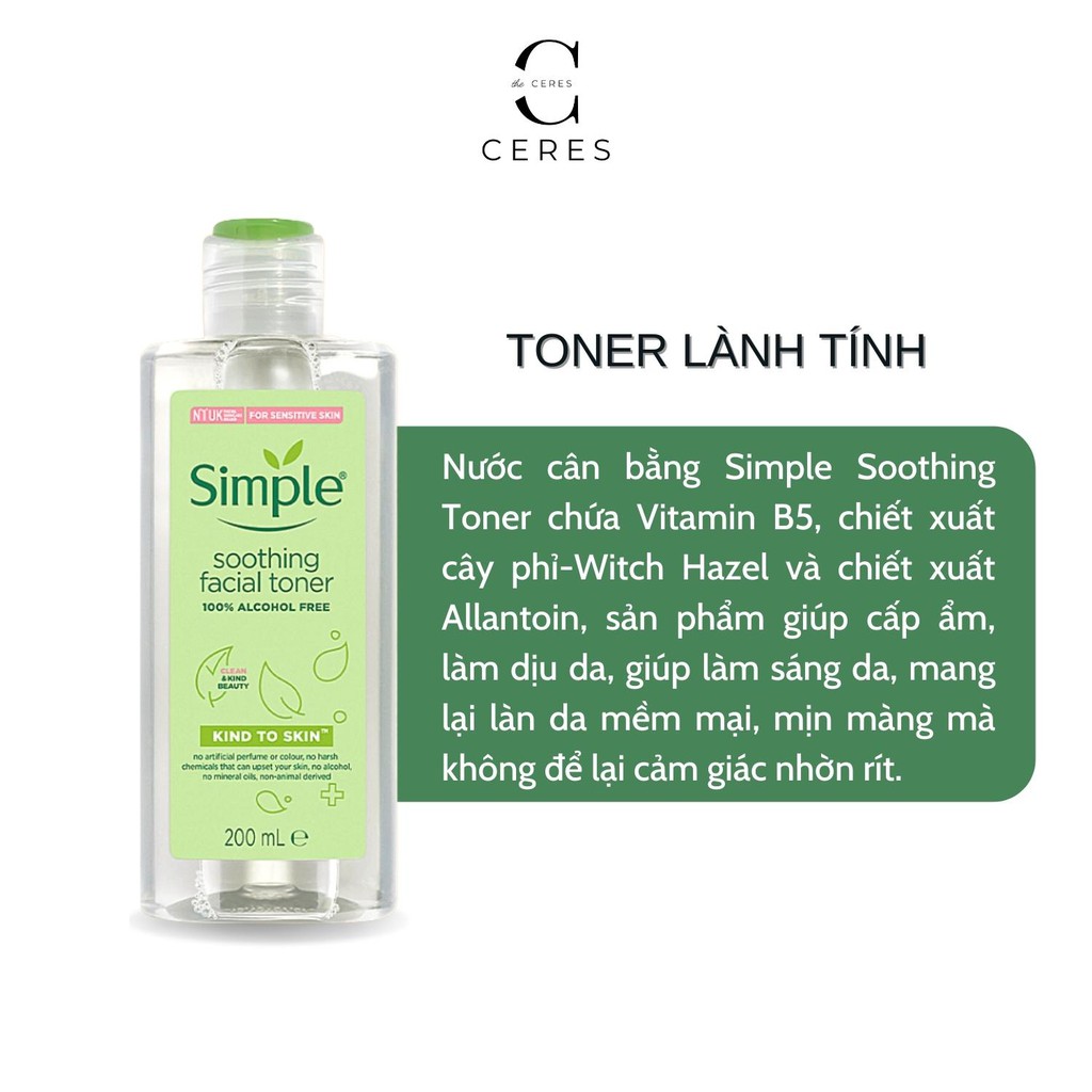 Toner Simple Nước Hoa Hồng Skincare Cân Bằng Cấp Ẩm Dưỡng Da 200ml | BigBuy360 - bigbuy360.vn