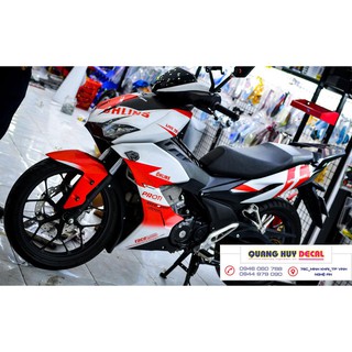 Tem trùm xe Winner X đỏ trắng, độ thiết kế team dán phủ decal xe máy giá rẻ đẹp