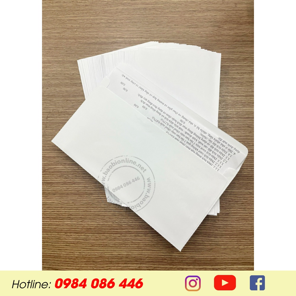 10 HOẶC 20 BAO THƯ TRẮNG GIẤY FORT 80/100/120GSM NẮP NGANG 17x23CM CÓ SẴN - BAOBIONLINE