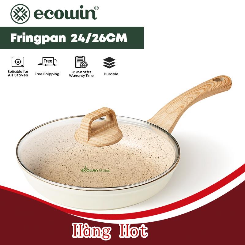 (Mới) Chảo Chiên ECOWIN đá chảo chống dính supor bếp từ Chống Dính 24/26cm tay cầm chịu nh