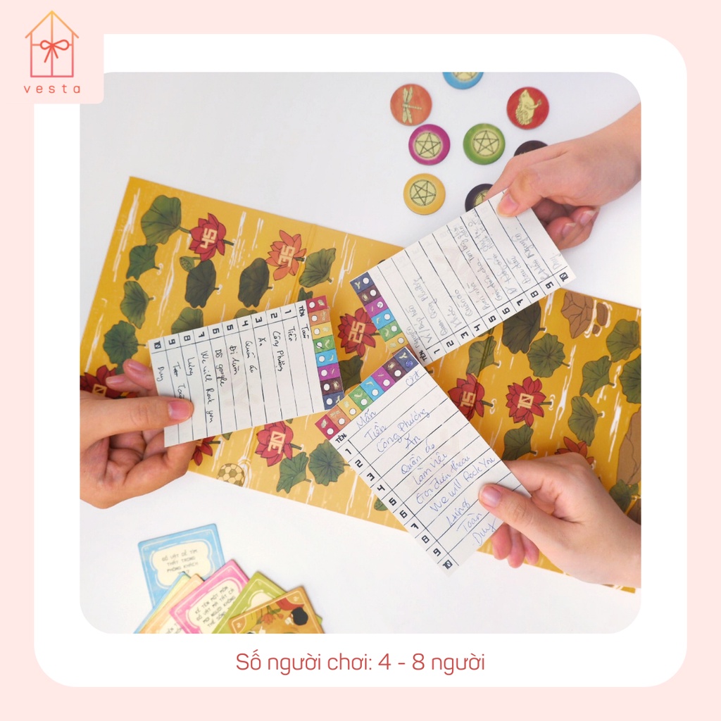 Bộ board game Ăn Ý, bộ trò chơi thẻ bài chủ đề văn hoá Việt Nam đương đại cho hội nhóm bạn bè và gia đình 4-8 người