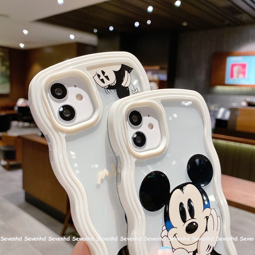 Ốp Điện Thoại Họa Tiết Chuột Mickey Minnie Gợn Sóng Cho iPhone 13 12 11 Pro Max SE2020 X XR XS Max 8 7 Plus