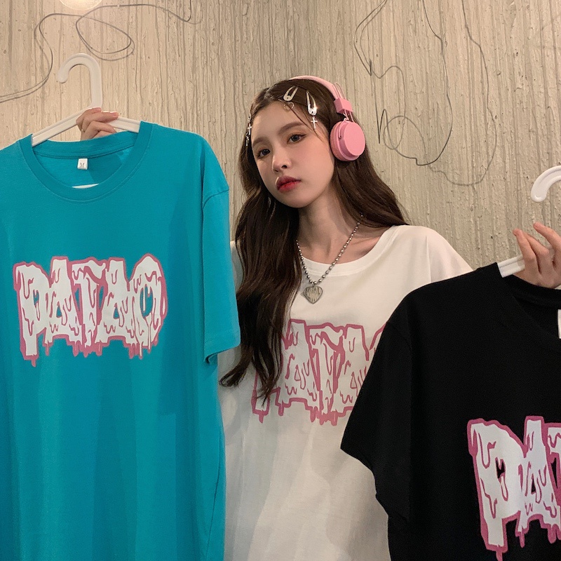 【Quảng Châu】Áo thun tay lỡ nam nữ From rộng, áo phông Unisex dáng xuông streetwear Áo phông chữ Ulzzang - Tsxs