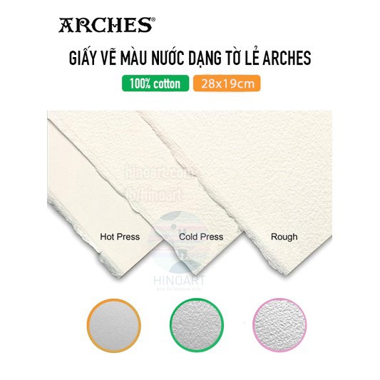 (size bé) Giấy vẽ màu nước Arches Natural White 300gsm