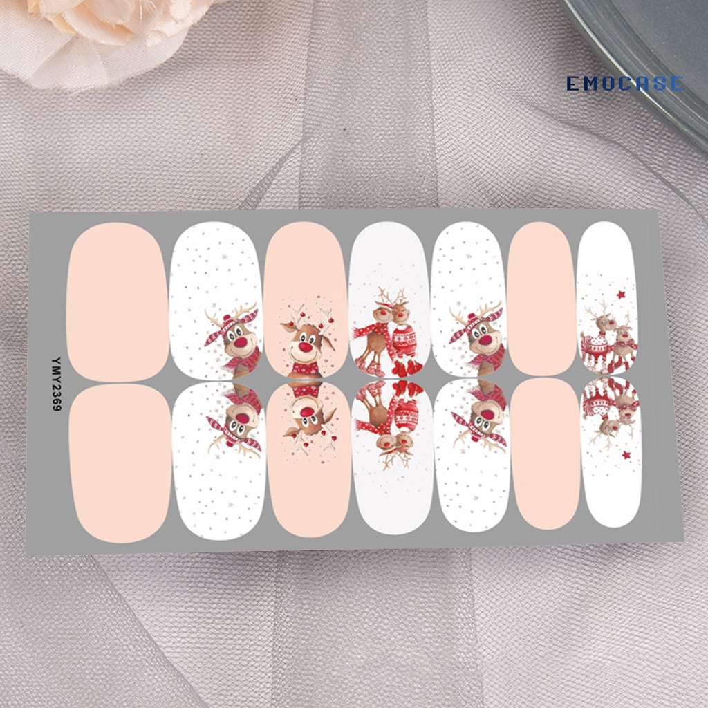 Miếng Dán Trang Trí Móng Tay Họa Tiết Giáng Sinh 2D Xinh Xắn