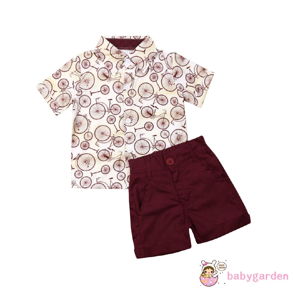 Áo sơ mi ngắn tay + quần short phong cách lịch lãm thời trang cho bé trai