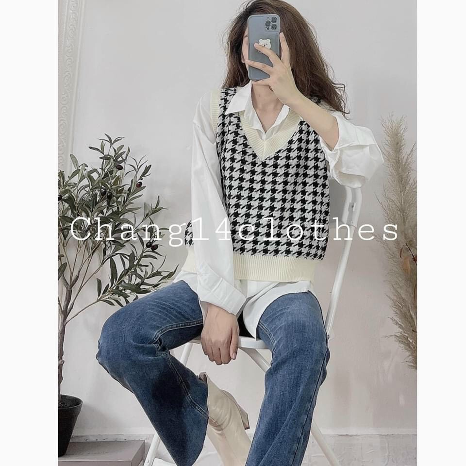 Áo gile len zic zắc hàng Quảng Châu bao đẹp