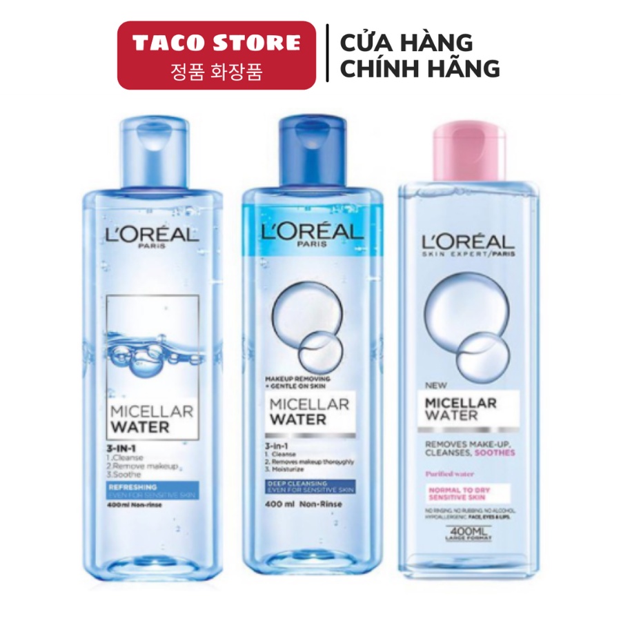 Nước Tẩy Trang Làm Sạch Sâu L'Oreal Micellar Water 3 In 1 400ml