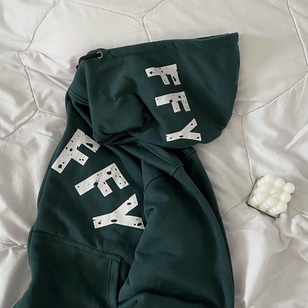 Áo Khoác Nỉ Nam Nữ, Áo Hoodie Nỉ Flu Basic Form Rộng Tay Bồng Khóa Kéo Có Mũ
