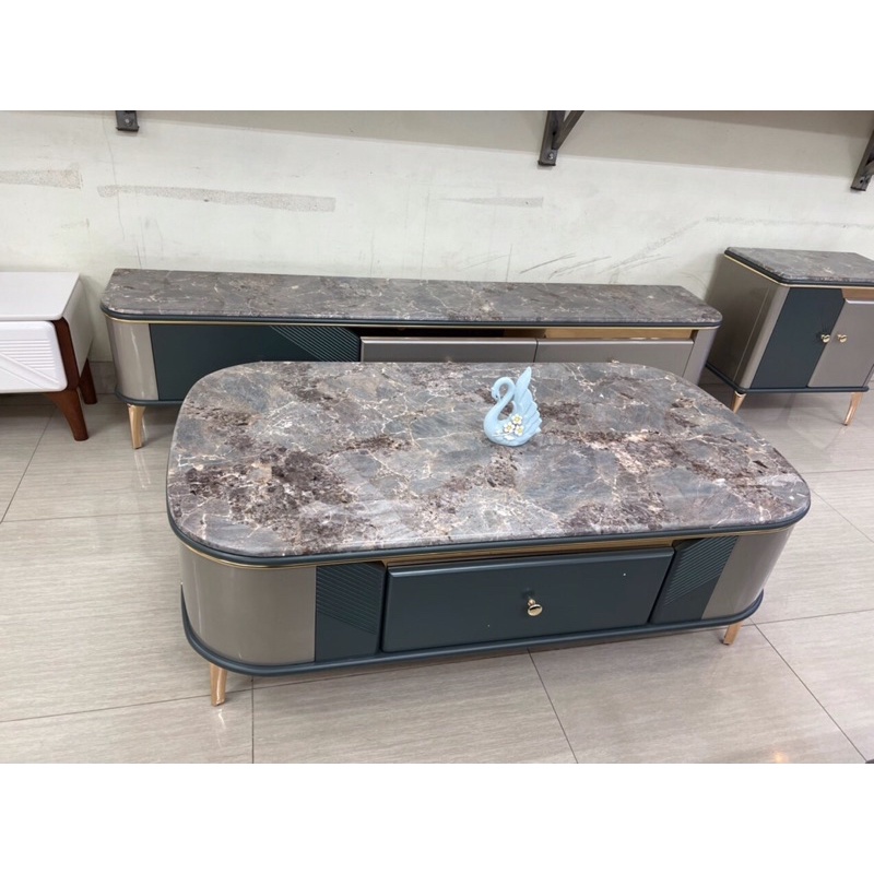 Combo bàn trà sofa + kệ tivi nhập khẩu ảnh 3D và ảnh tại shop