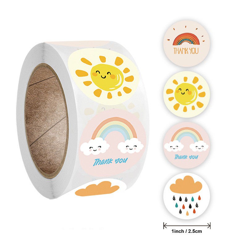 Set 500 Sticker Hình Cầu Vồng / Mặt Trời Xinh Xắn Dùng Để Trang Trí