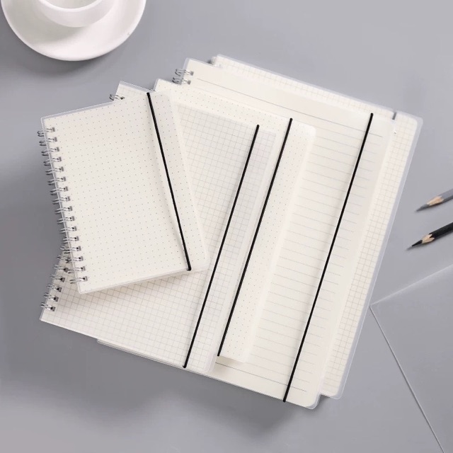 Sổ lò xo kèm giấy ruột grid/dot size a4, a5, a6, b5 (loại sổ mới k có dây chun)